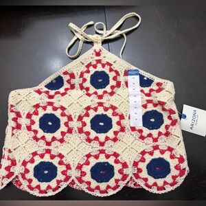 Arizona Jean Company XS NWT Crochet Crop Top - Red, Blue, Cream